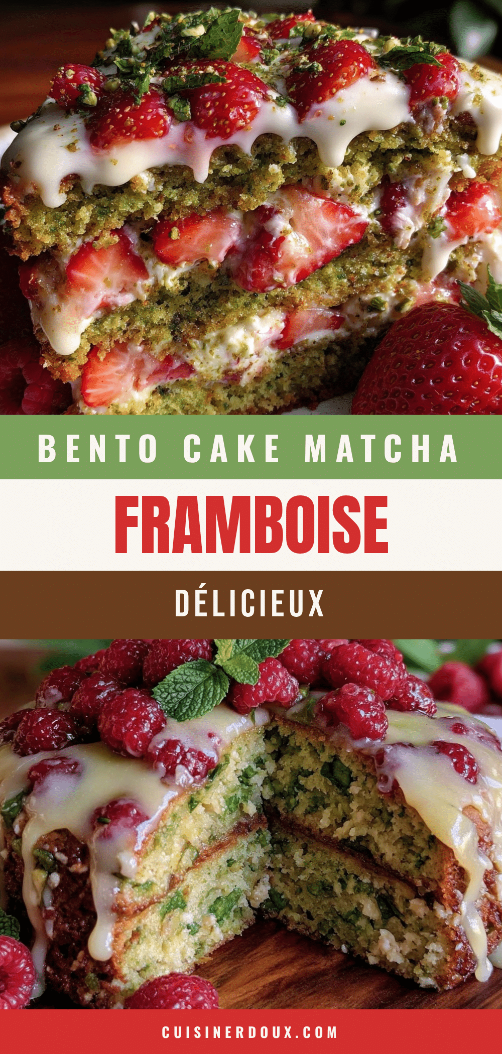Bento Cake Matcha Framboise recipe