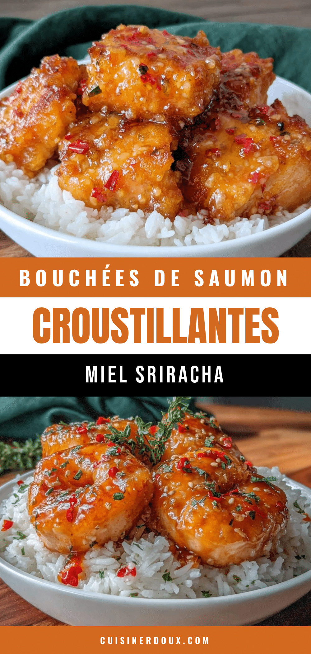 bouchées de saumon miel sriracha recipe