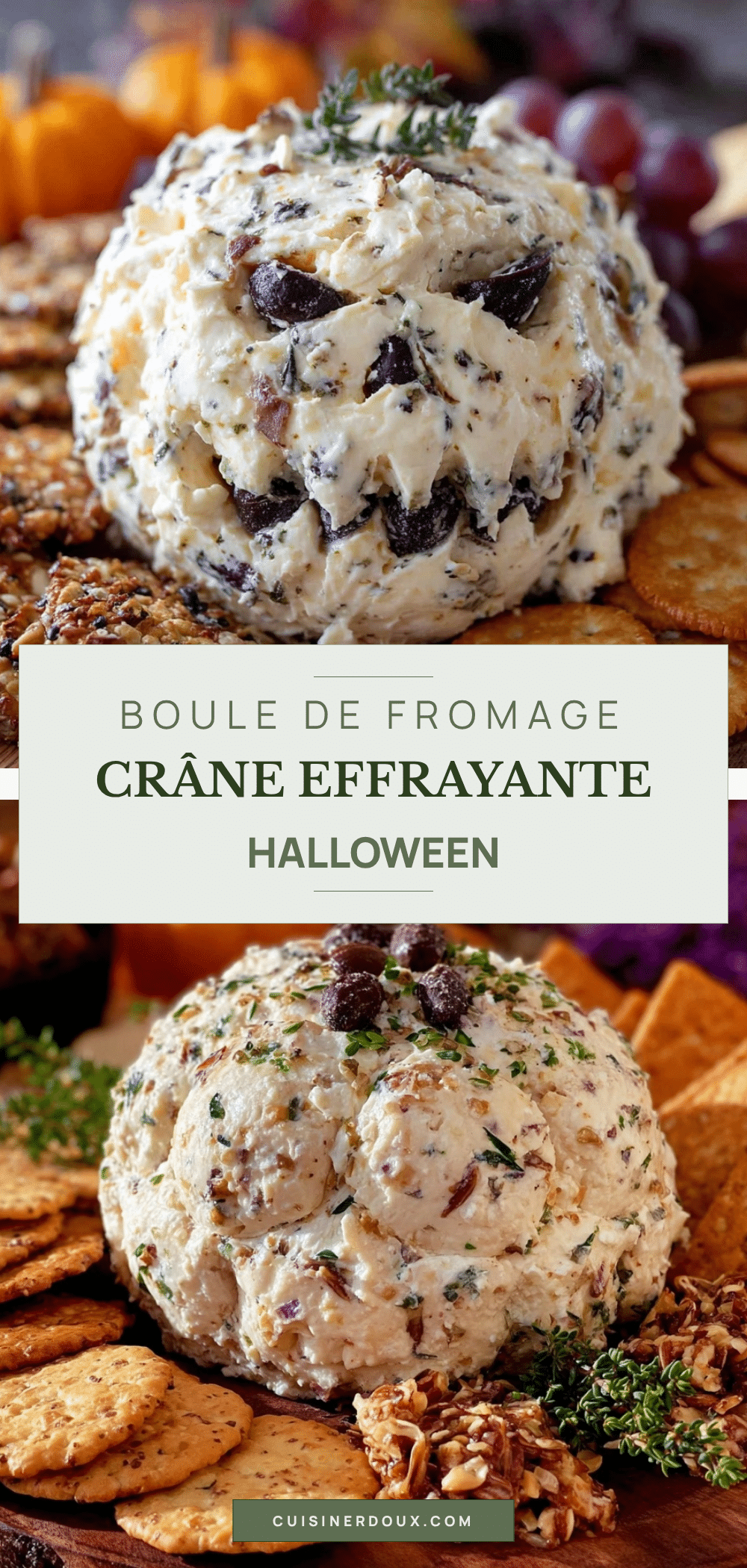 boule de fromage crâne Halloween recipe