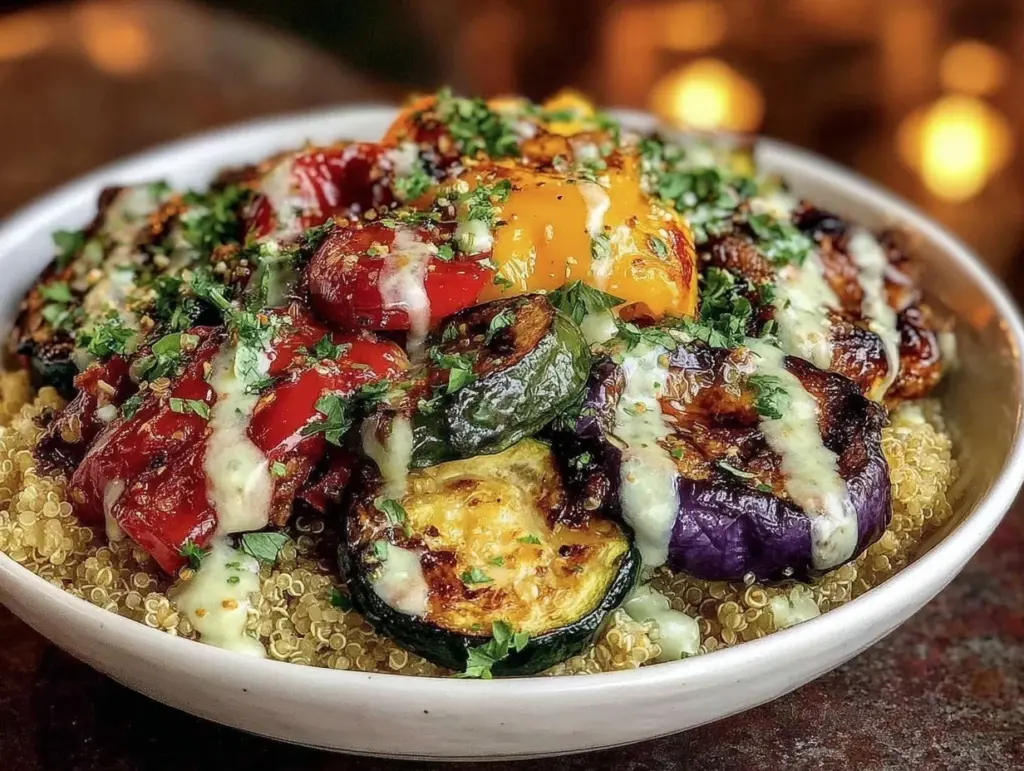bowl de quinoa estival aux légumes grillés - featured image