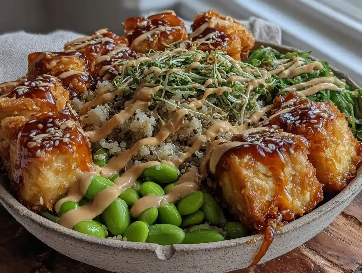 bowl tofu croustillant miso tahini preparation steps