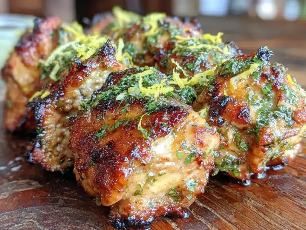 brochettes poulet mariné citron-coriandre grillées - featured image