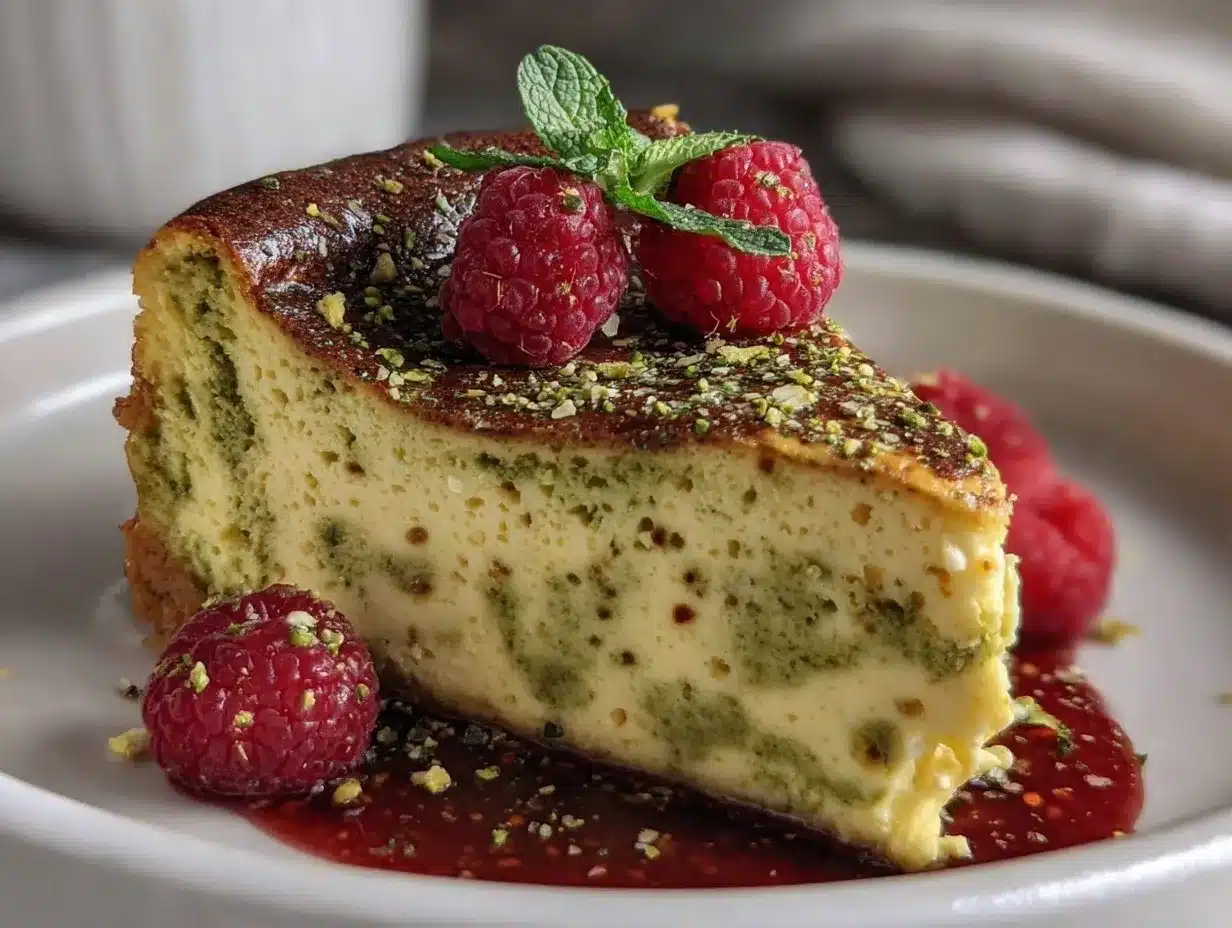 cheesecake basque matcha fondant preparation steps