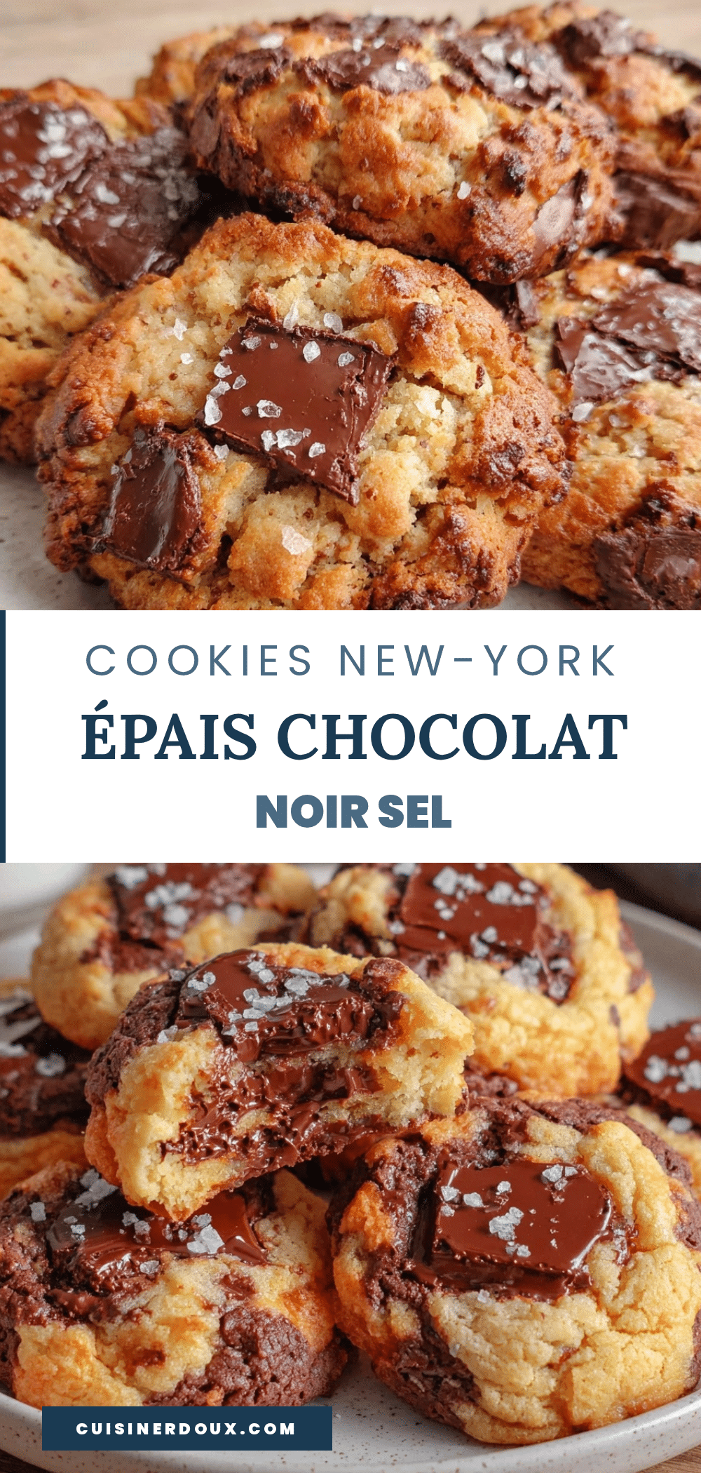 cookies New-York style très épais chocolat noir fleur de sel recipe