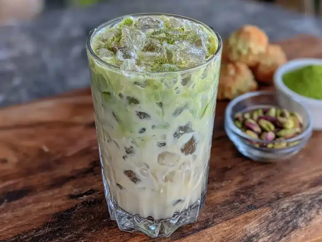 crémeux latte matcha glacé maison à la vanille - featured image