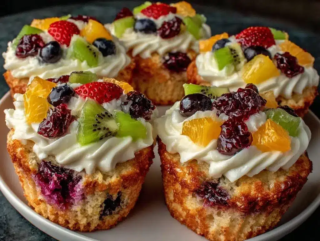 cupcakes arc-en-ciel aux fruits frais - featured image