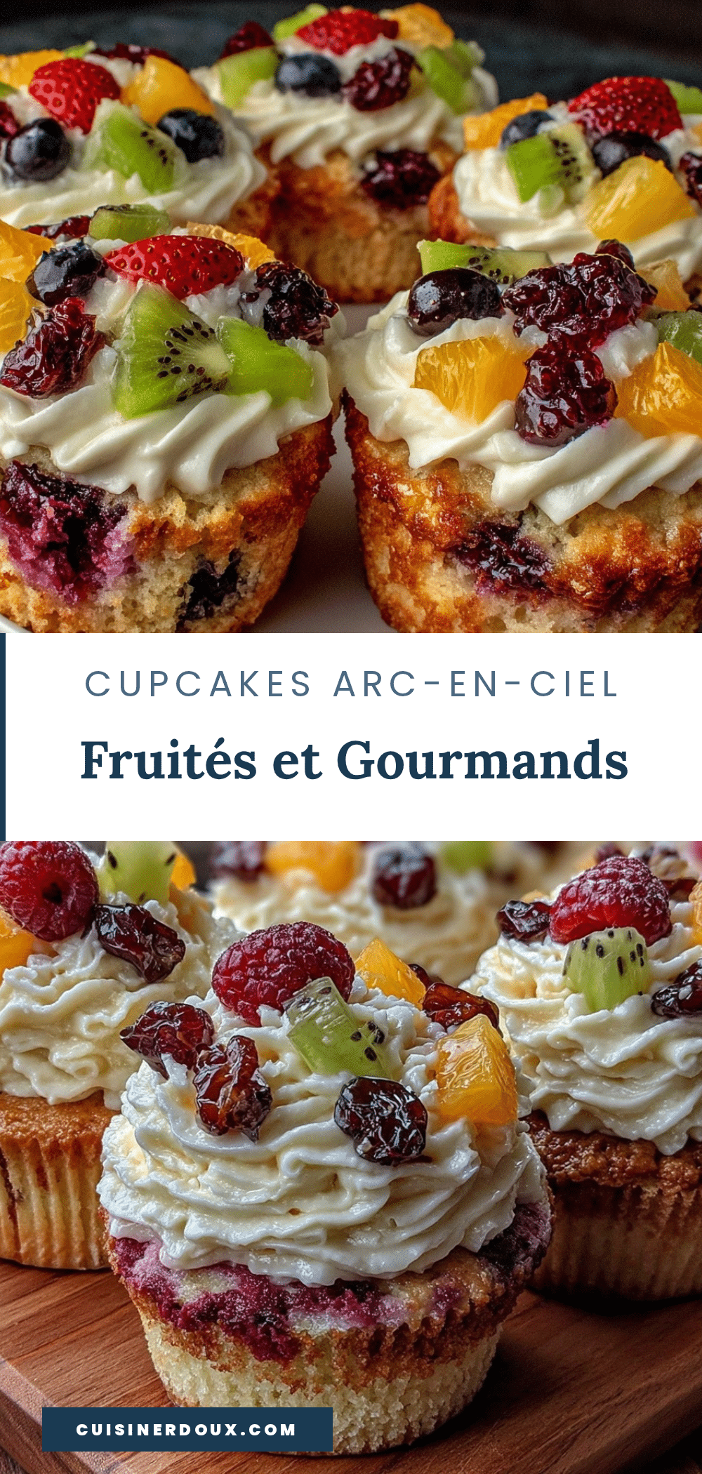 cupcakes arc-en-ciel aux fruits frais recipe
