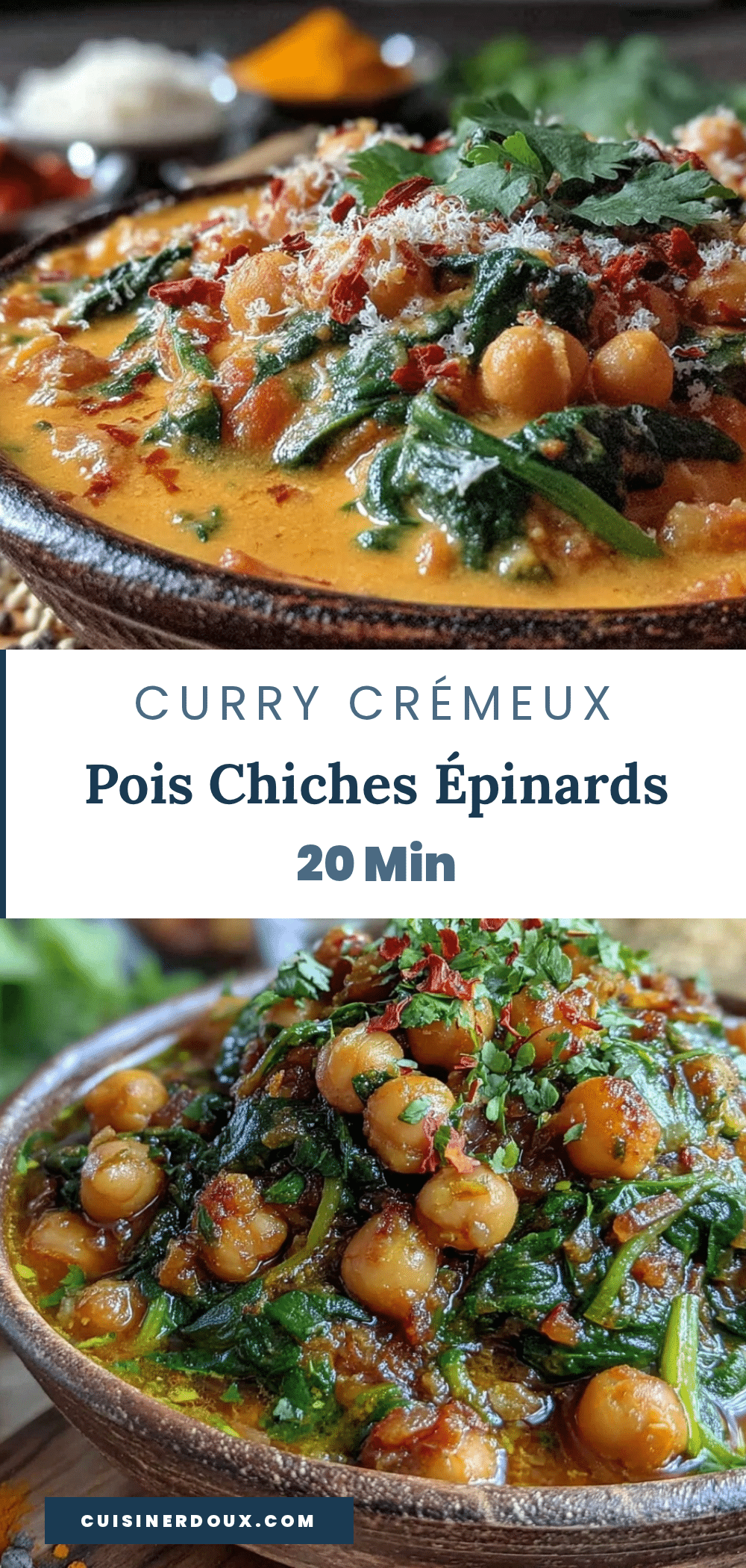 curry de pois chiches épinards au lait de coco recipe