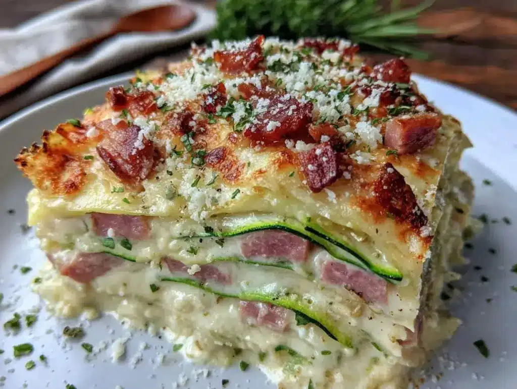 lasagnes de courgettes au jambon et béchamel - featured image