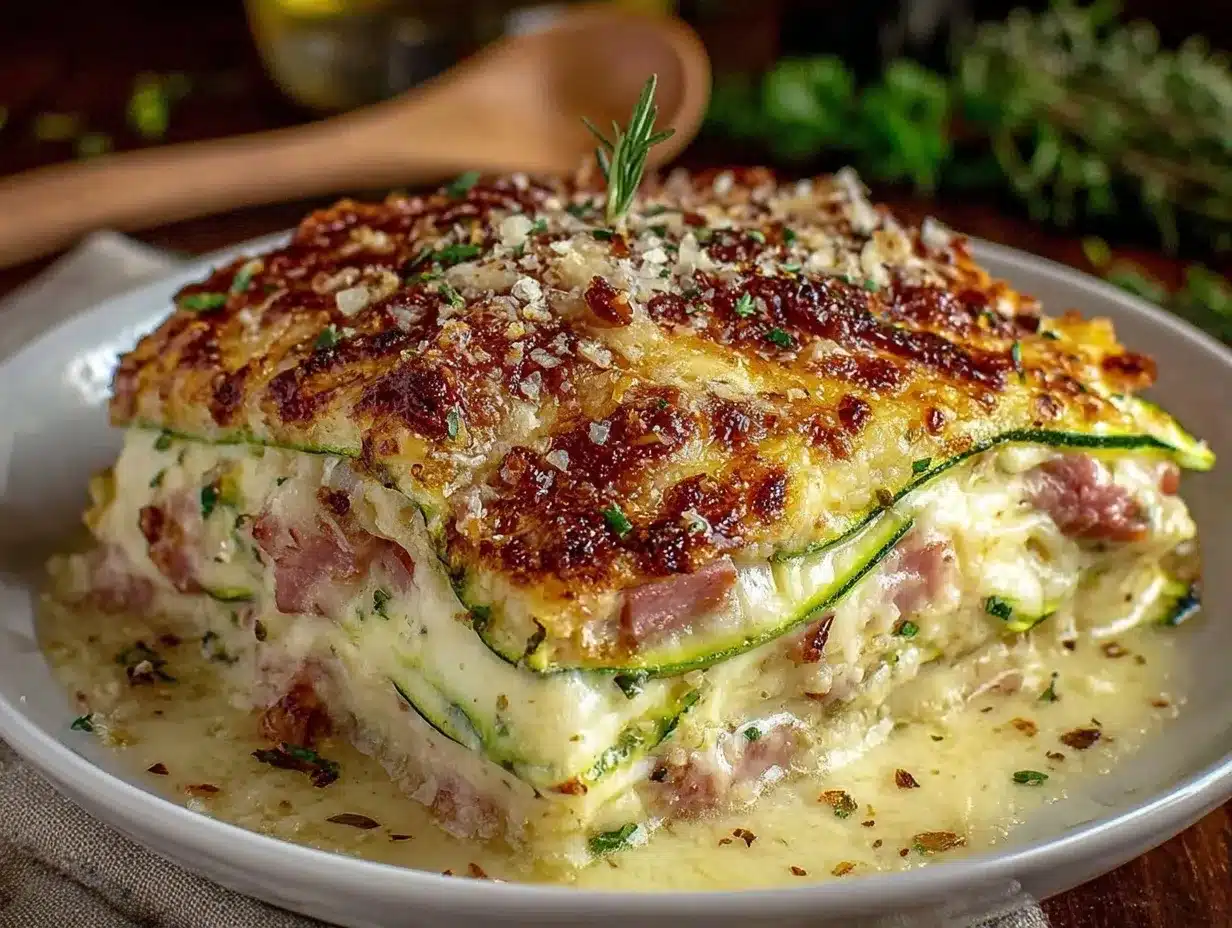 lasagnes de courgettes au jambon et béchamel preparation steps
