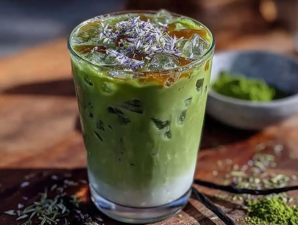 latte matcha glacé au lait d’avoine preparation steps