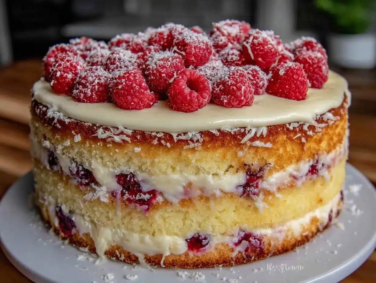 layer cake vanille framboise crème diplomate preparation steps
