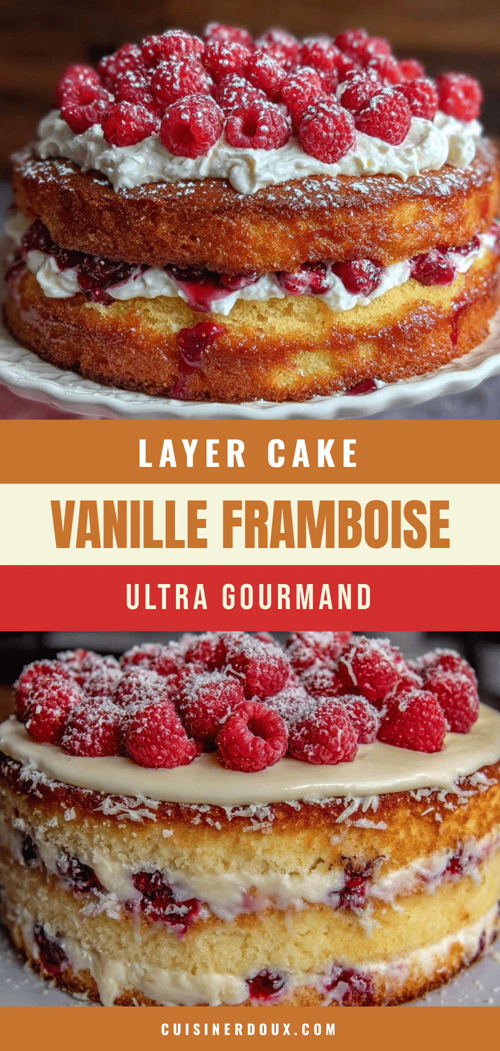 layer cake vanille framboise crème diplomate recipe