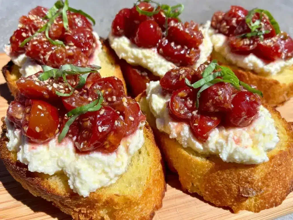mini bruschette tomate basilic ricotta - featured image