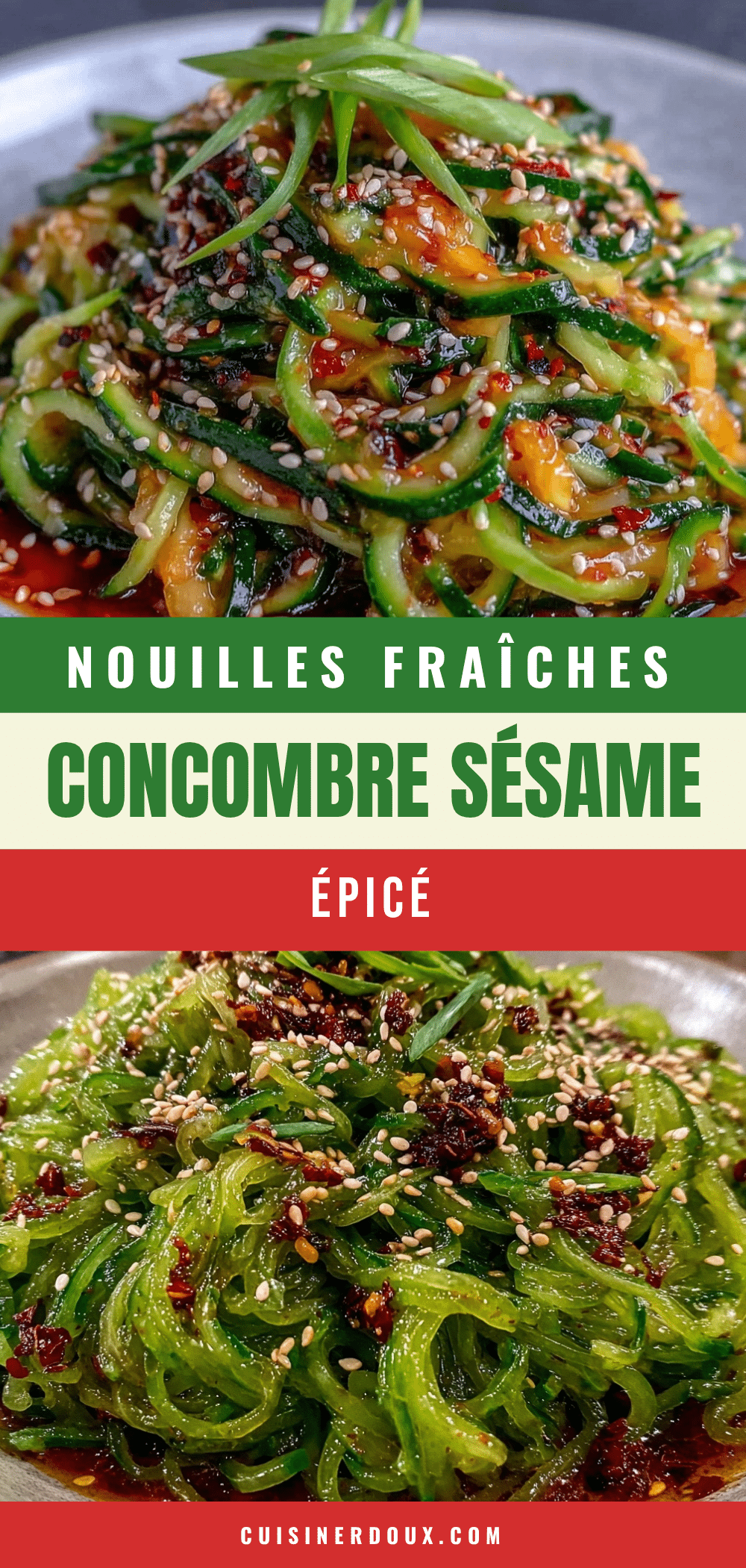nouilles concombre sésame épicé recipe