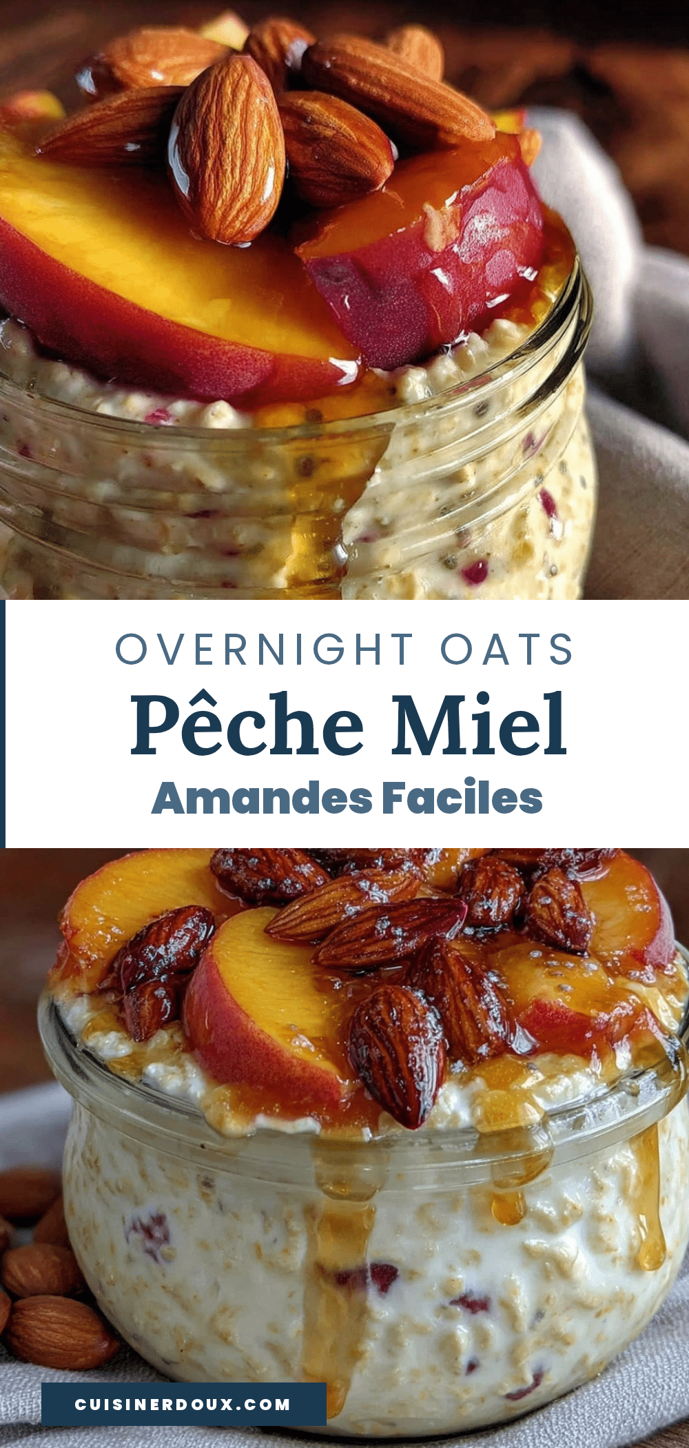 overnight oats pêche miel amandes recipe