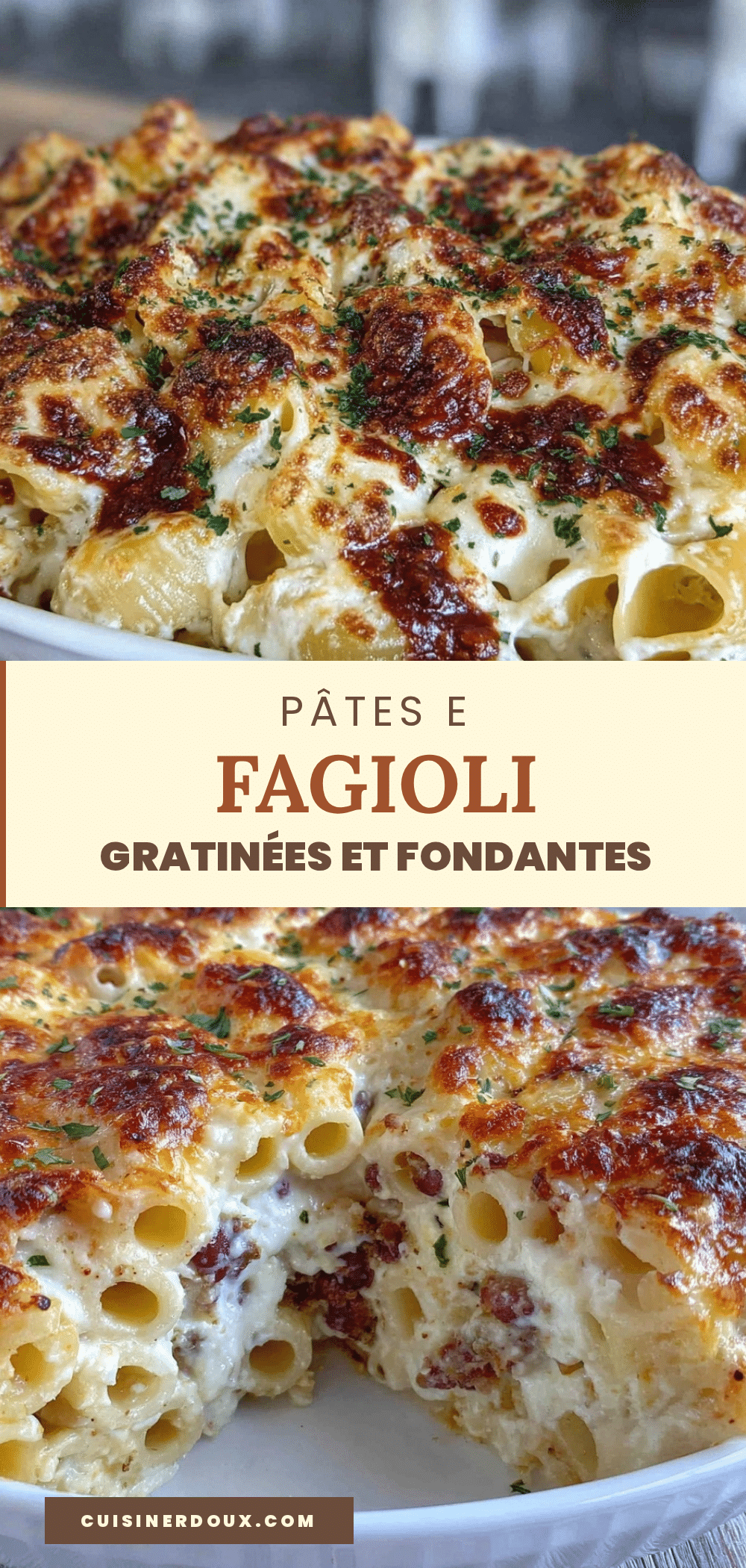 pasta e fagioli gratinée au fromage recipe