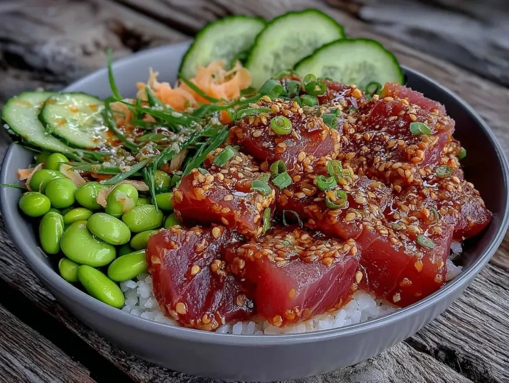 poke bowl thon rouge edamame - featured image