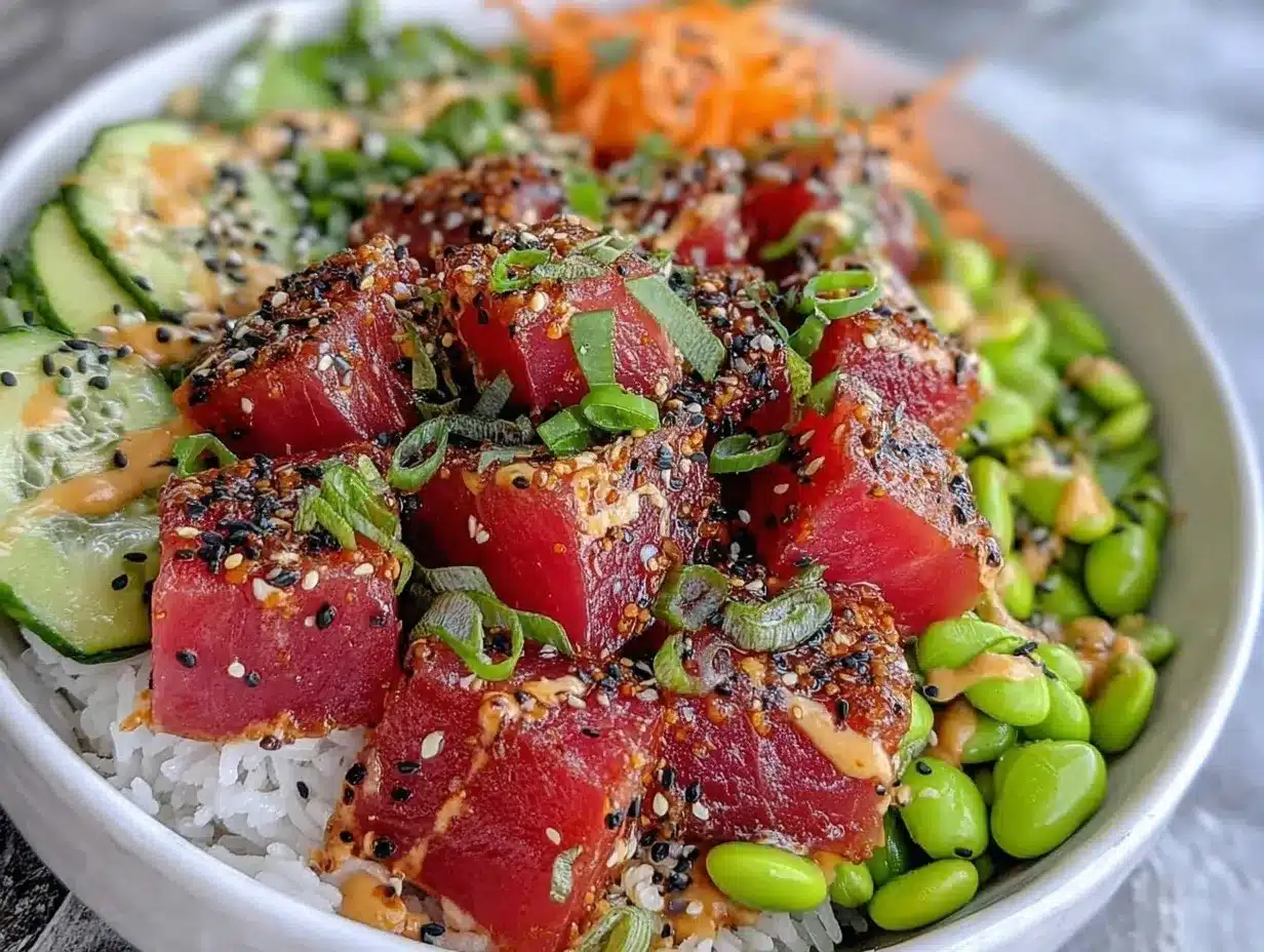poke bowl thon rouge edamame preparation steps