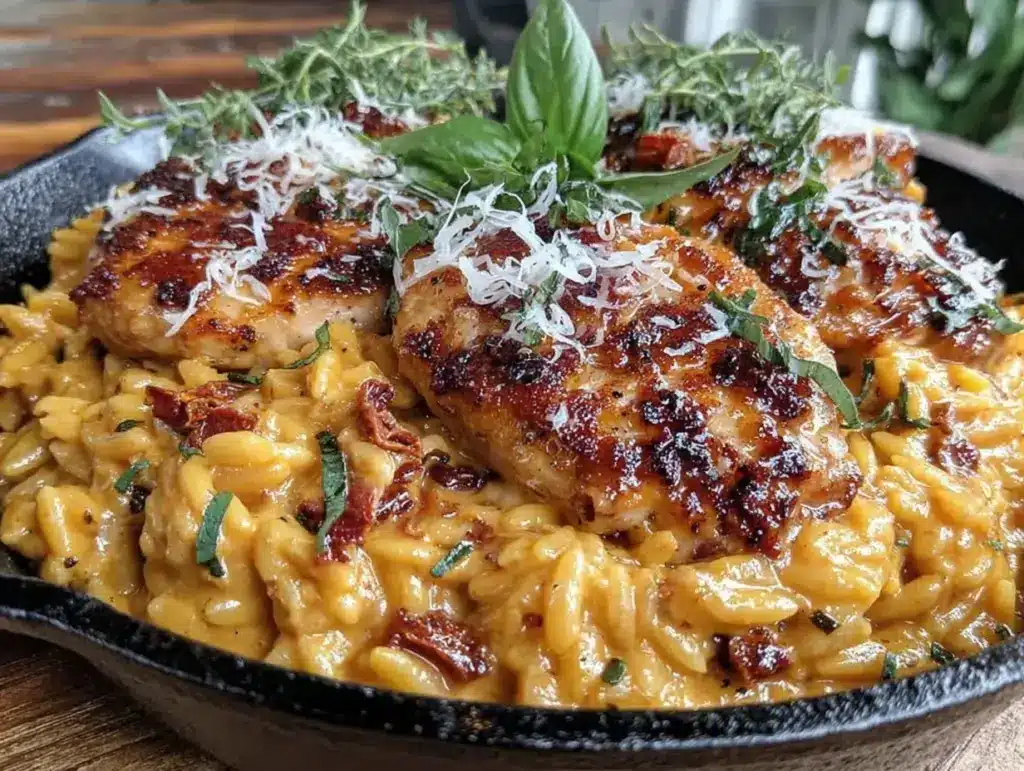 poulet crémeux orzo tomates séchées - featured image
