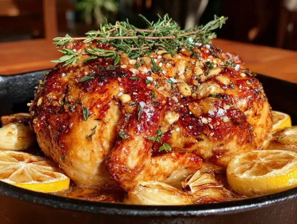 poulet rôti au citron thym et ail en cocotte - featured image