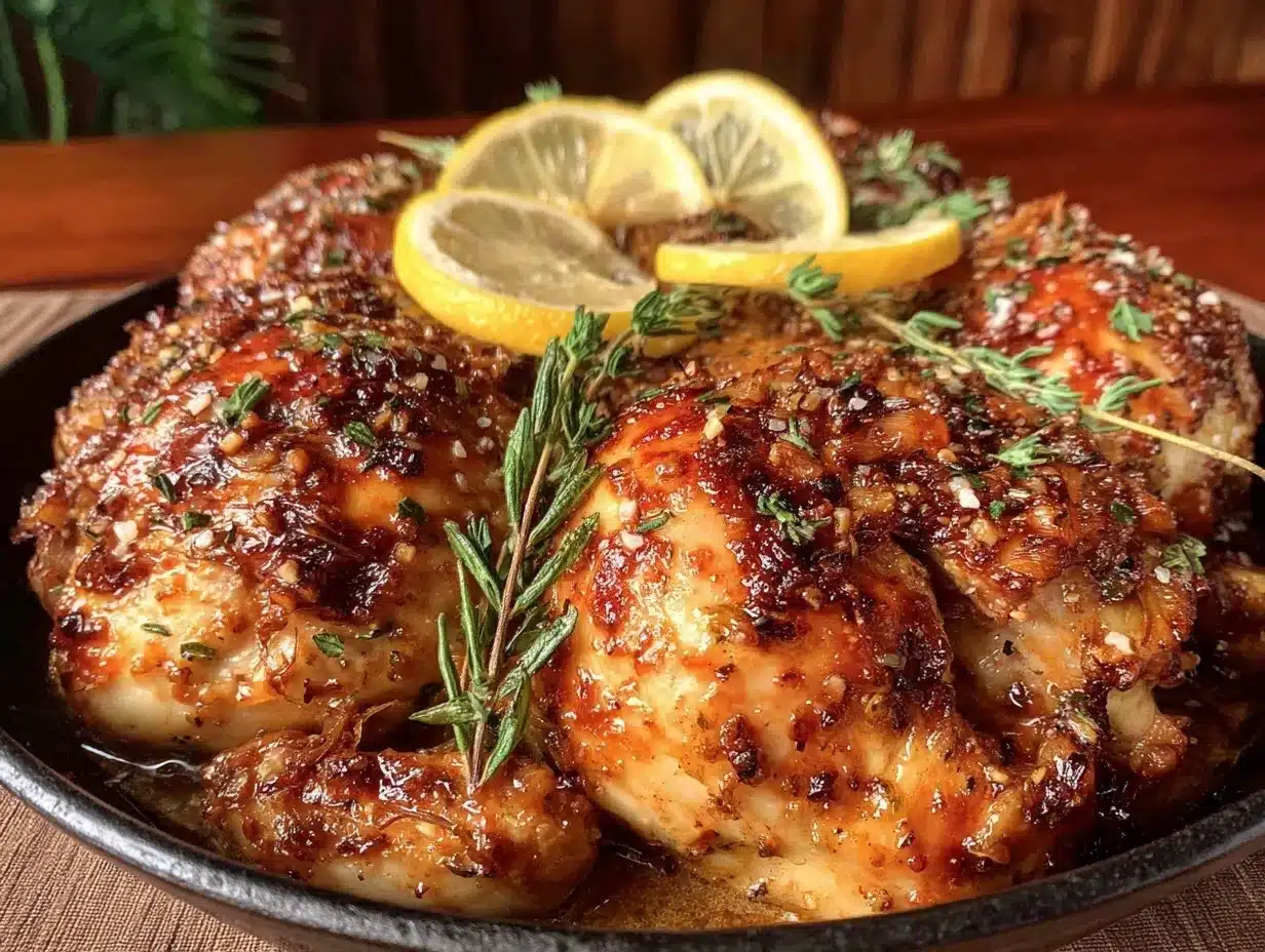 poulet rôti au citron thym et ail en cocotte preparation steps