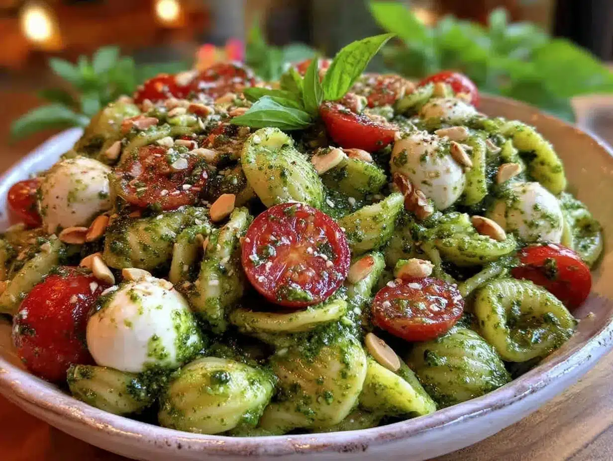 salade de pâtes au pesto preparation steps