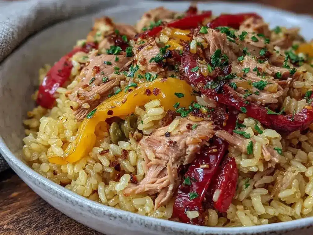 salade de riz au thon et poivrons rรดtis - featured image