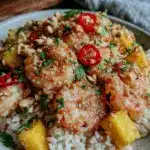 salade de riz thaï aux crevettes mangue et cacahuètes - featured image