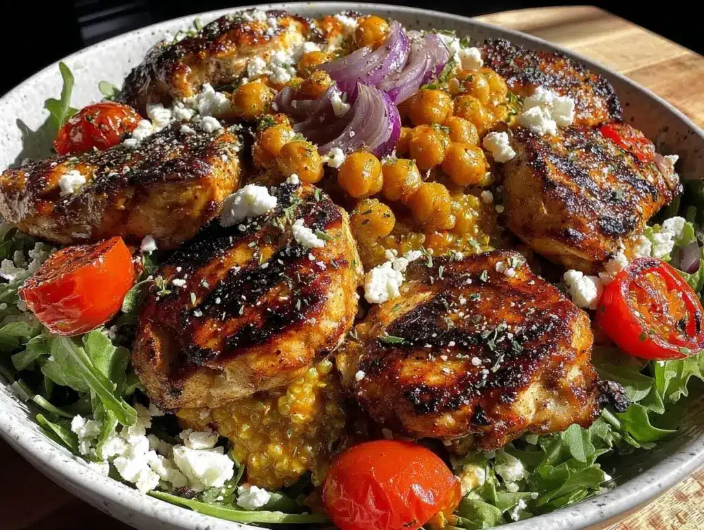 salade poulet grillé pois chiches feta - featured image