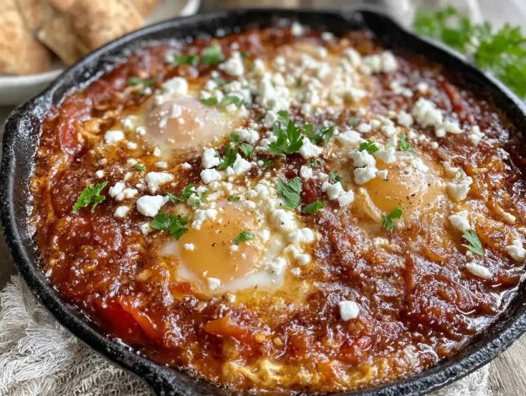 shakshuka aux poivrons rôtis et feta - featured image