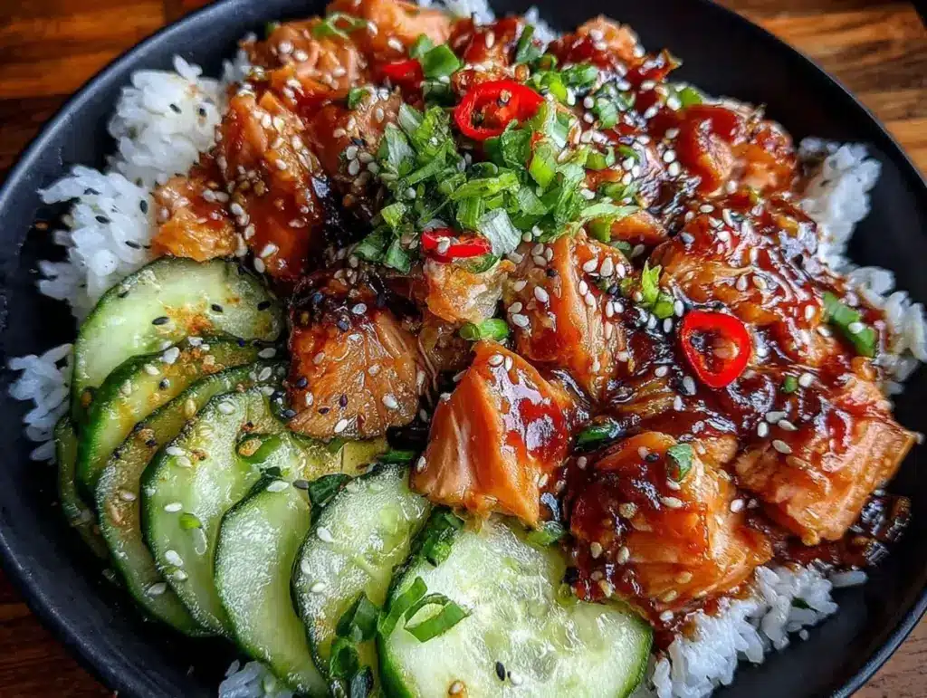 sushi bowl au saumon épicé - featured image