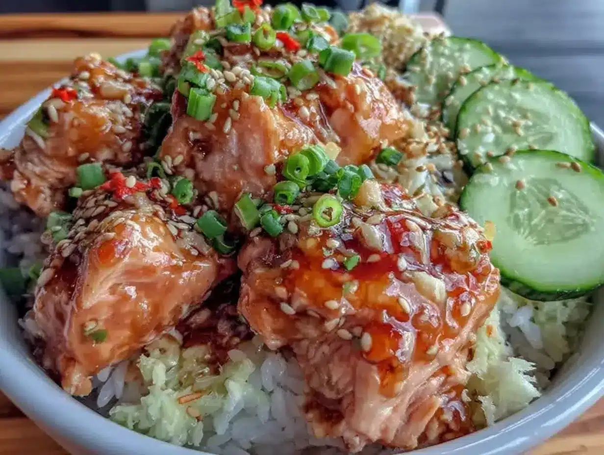 sushi bowl au saumon épicé preparation steps