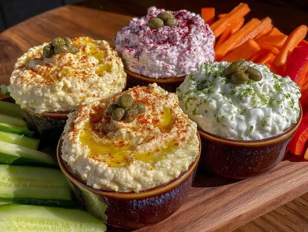 trio de dips houmous tzatziki tarama preparation steps