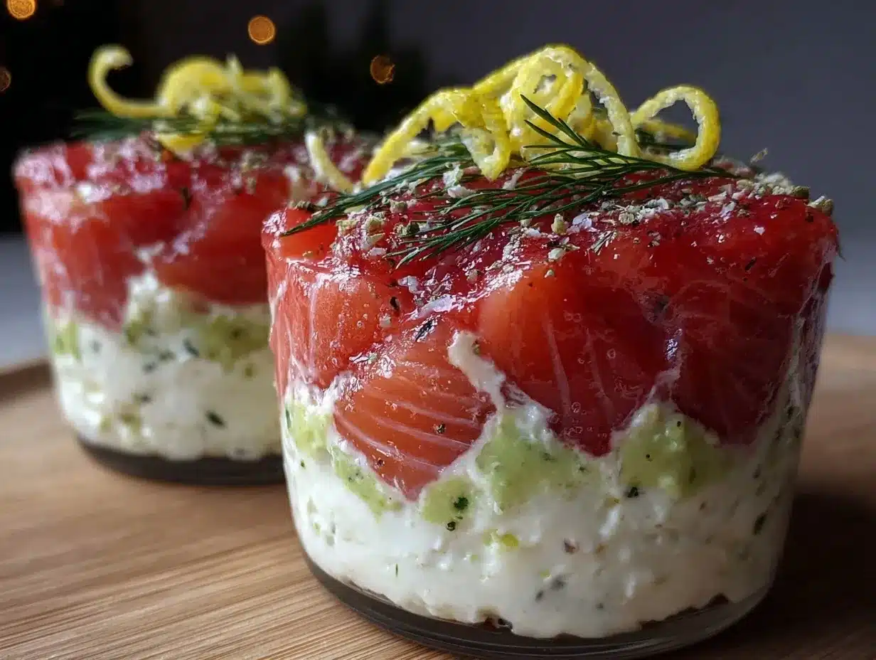verrines saumon avocat au citron et cream cheese preparation steps