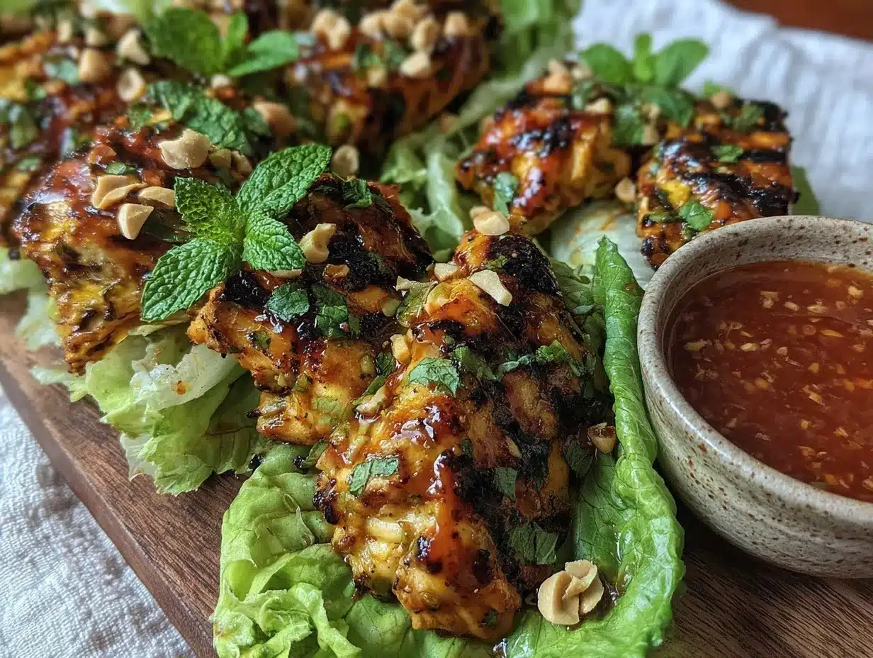 wraps de laitue au poulet thaï preparation steps