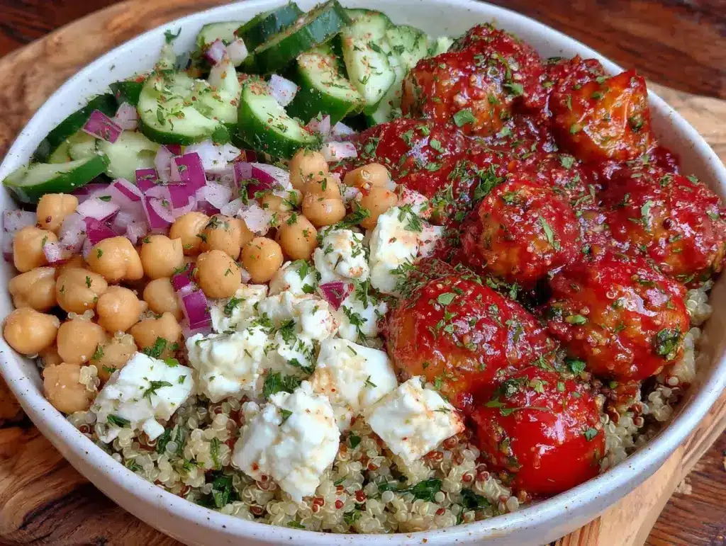 bol méditerranéen quinoa et pois chiches - featured image