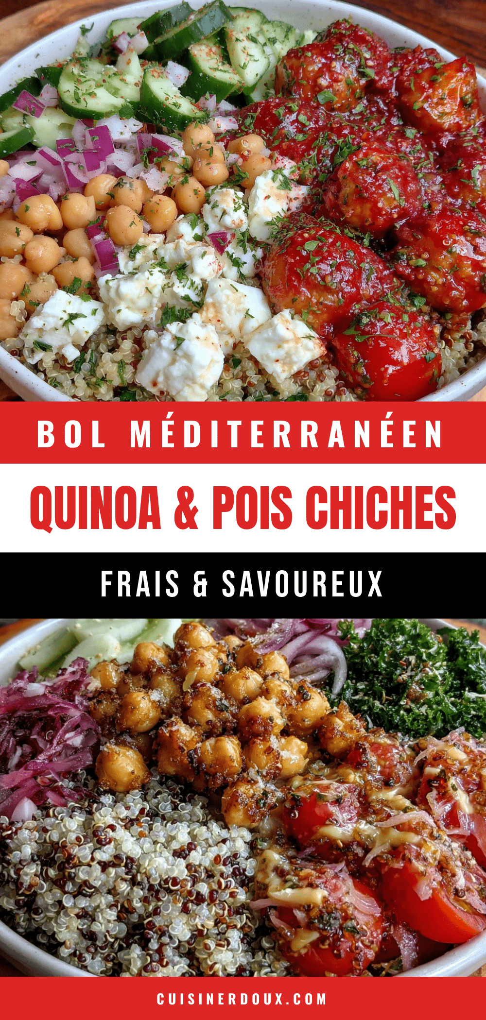 bol méditerranéen quinoa et pois chiches recipe