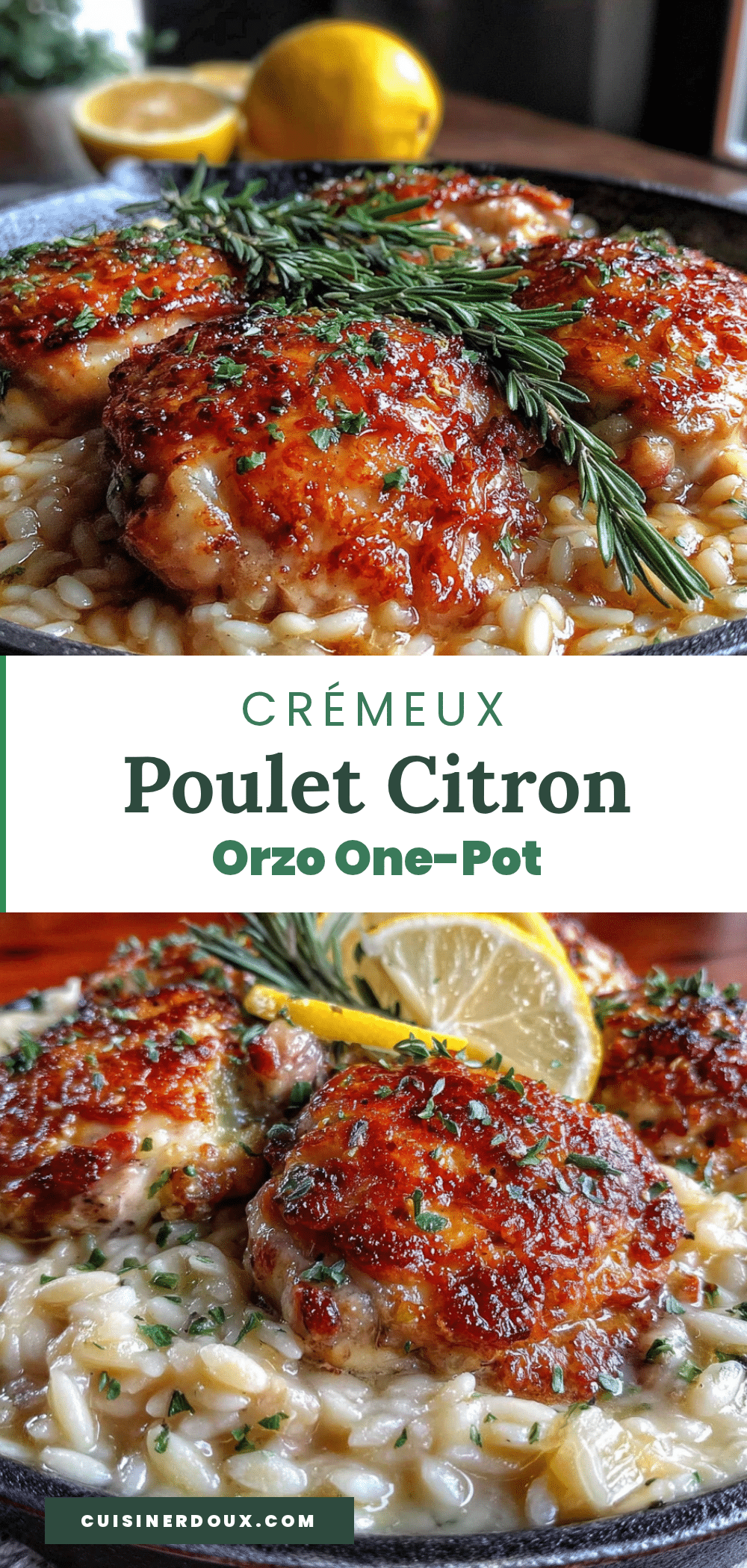 crémeux poulet citron orzo one-pot recipe
