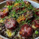 lentilles à la saucisse fumée et moutarde - featured image