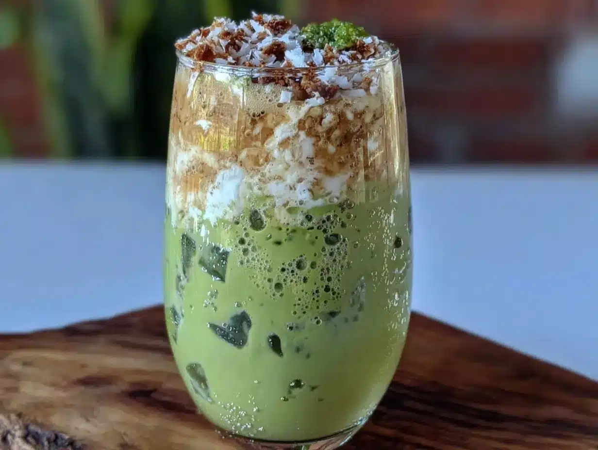 matcha coconut latte 3 ingrédients preparation steps