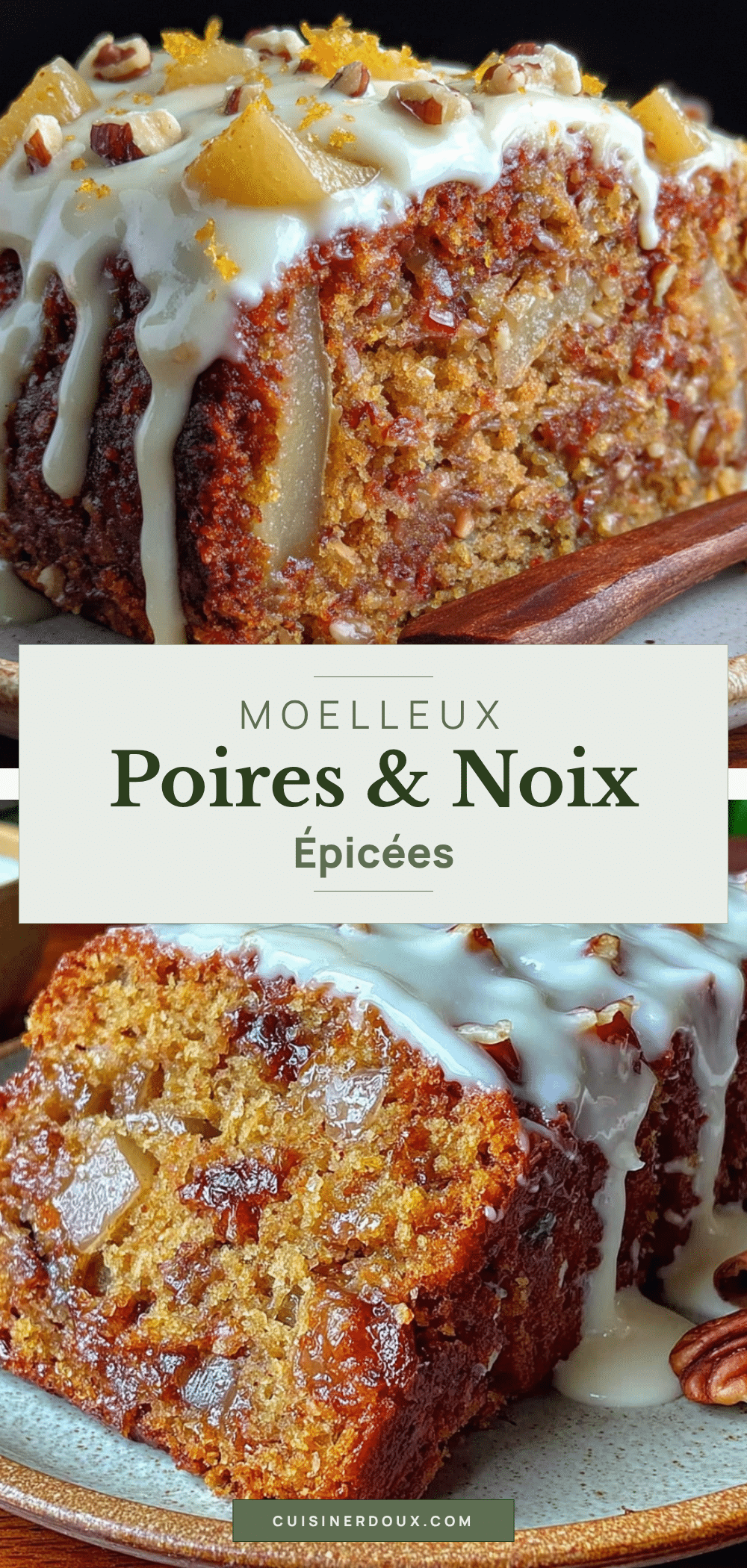 moelleux aux poires et noix épicées recipe