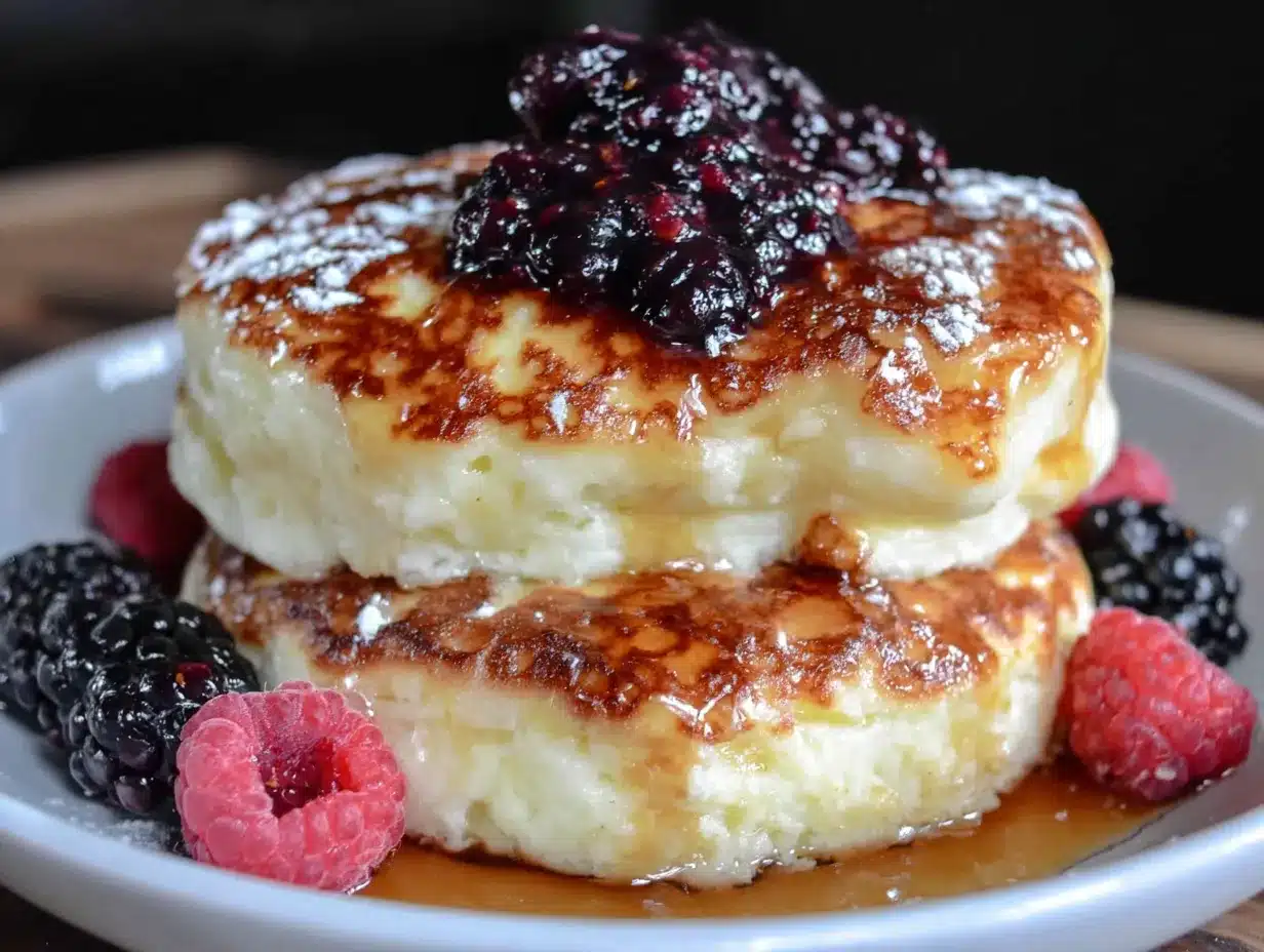 pancakes soufflés japonais compote de baies preparation steps
