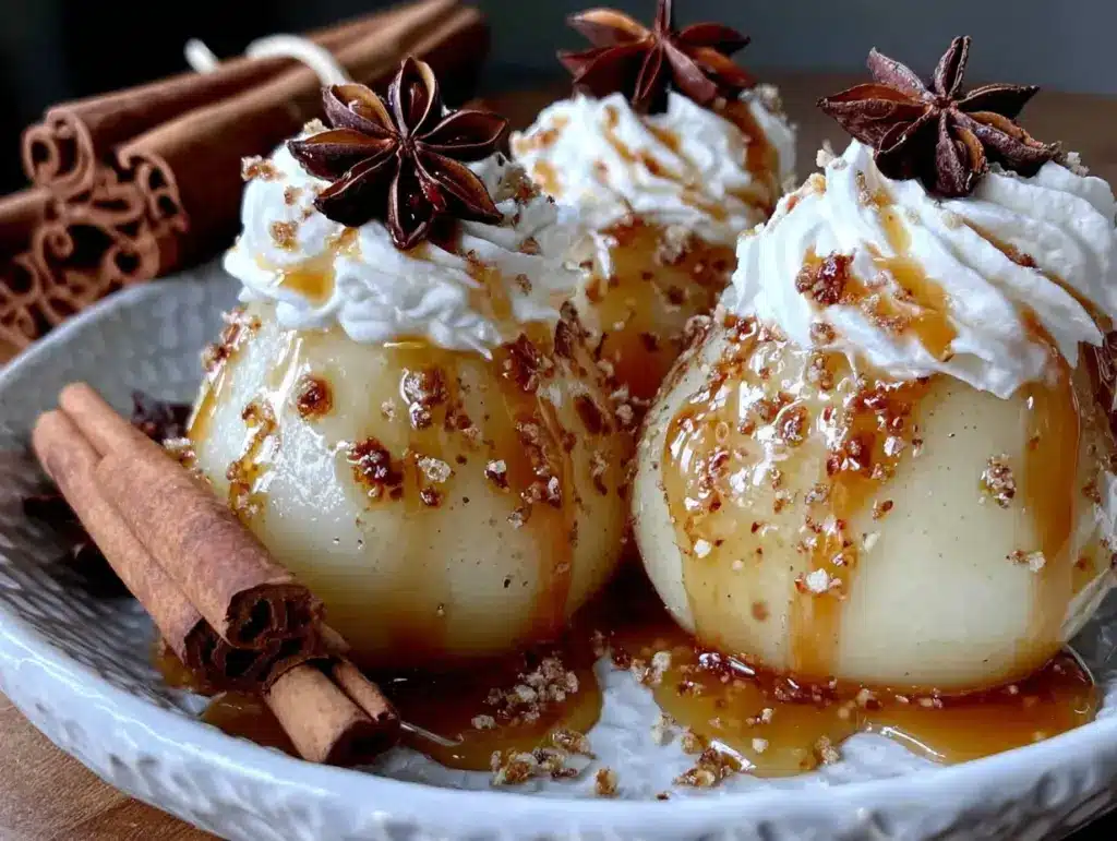 poires pochées crémeuses vanille - featured image