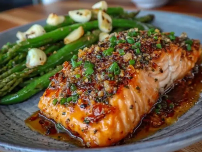 repas sain au saumon moutarde miel sur une seule plaque - featured image