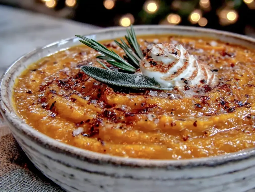 velouté de potimarron rôti à la sauge croustillante - featured image
