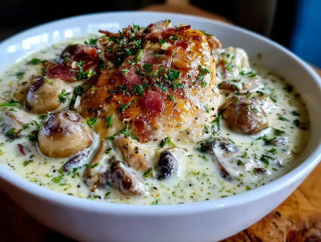 blanquette de poulet ultra crémeuse aux champignons - featured image