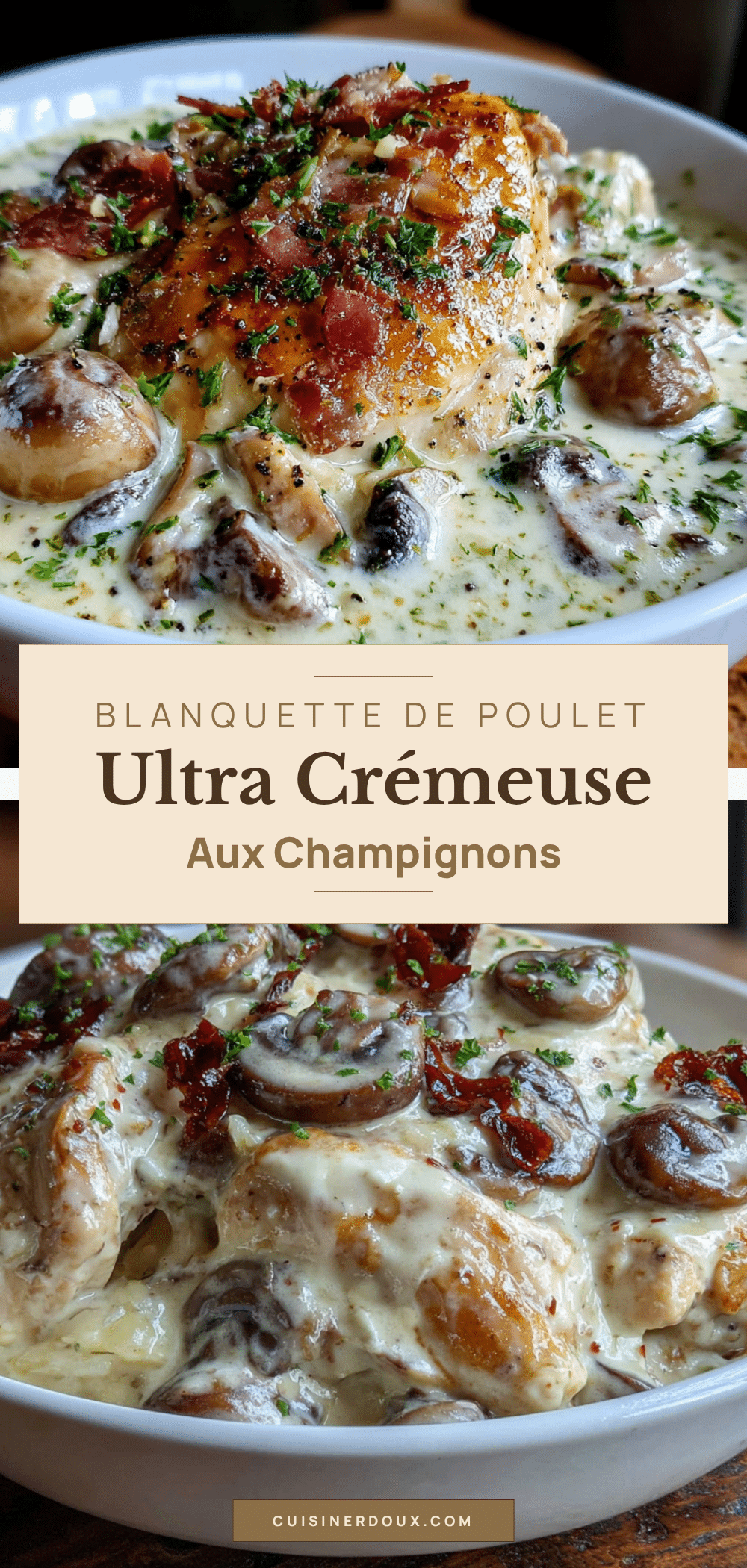 blanquette de poulet ultra crémeuse aux champignons recipe