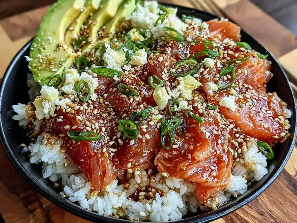 bowl sushi crémeux saumon avocat - featured image