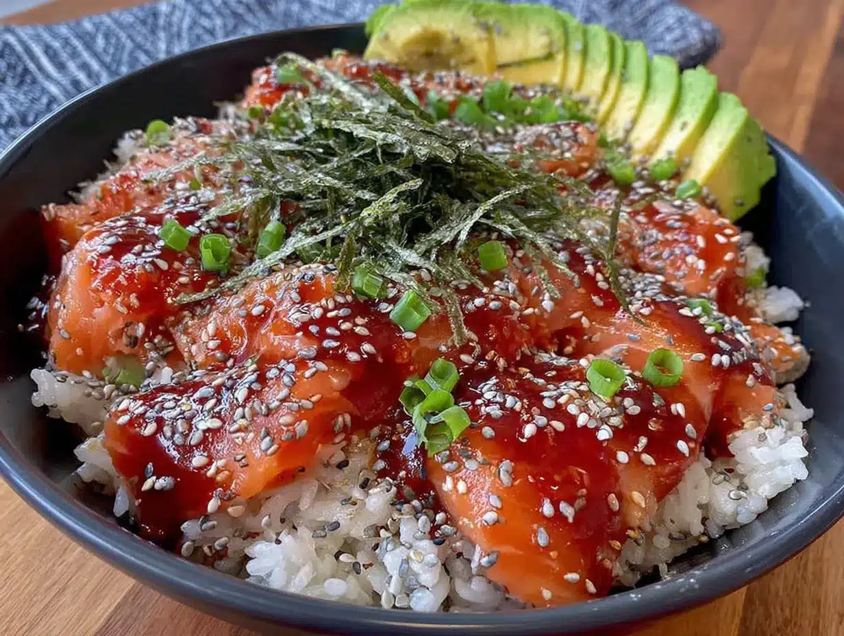 bowl sushi crémeux saumon avocat preparation steps